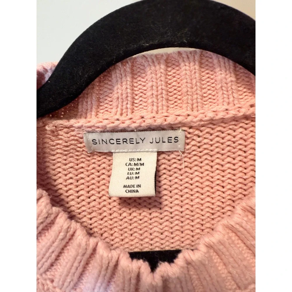 Sincerely Jules Pink Bow Knit Crewneck‎ Sweater Size Medium